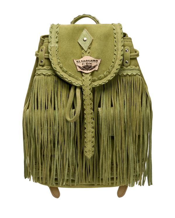 ZAINO IN PELLE CON FRANGE MERMAID SILVERSTONE WASABI